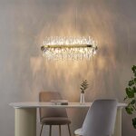 Kosilum - lustre dor� en cristal pampilles transparentes - ariella