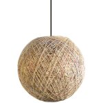 Suspension en corde de papier naturel mistra forme boule