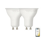 Pack de 2 ampoules led connect�es multi - blancs (2700 � 6500 kelvins), gu10 spot 5w cons. variation ...