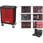 Kstools - ecoline servante d'atelier noir / rouge avec 7 tiroirs et 598 outils d'excellente qualit