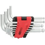 Jeu de cl�s m�les coud�es � six pans creux et t�te sph�rique, 10 pcs, courtes, 1, 5 - 10 mm