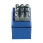 Jeu de chiffres  frapper 328 9 pices chiffres 0 - 9 h. police d'criture 6 mm ds bote pl.