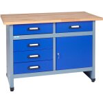 Kupper - k�pper �tabli mod�le 12047, l. 120 cm, 1 porte, 5 tiroirs, bleu outremer