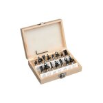 Kwb - by einhell fraises pour d�fonceuses (15 pi�ces, diam�tre de tige 8 mm, dans un coffret en bois) ...