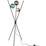 Lampadaire 3xe14 max 28w noir mat verre ambreturquoisefume - trio - lance 44393490 44393490 44393490 ...