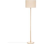 Lampadaire droit en bois de pin avec abat - jour beige naturel tress�, hauteur 149, 5 cm, mod�le della ...