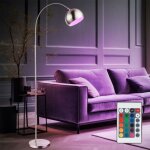 Globo lighting - lampadaire boule arc lampe chrome lampe de salon sur pied, abat - jour mobile, t�l�commande ...