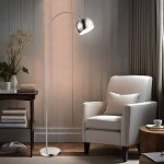 Globo lighting - lampadaire boule arc lampe chrome lampe de salon sur pied, m�tal nickel mat, abat - ...