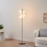 Lampadaire chrom� tendance 7 sph�res en verre 160 cm - nicolea