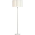 Lampadaire classique salon chambre abat - jour tambour fer et polyester beige et blanc lourens