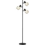 Lampadaire design industriel 3 ampoules max. 40w h. 169 cm abat - jour cage m�tal noir
