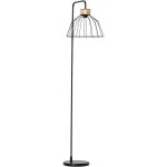 Lampadaire design industriel grillag� et arqu� 40 w max. m�tal noir rotin