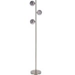 Lampadaire design moderne avec 3 lumi�res en acier et verre argent� ramis
