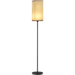 Lampadaire droit style contemporain h. 161 cm m�tal noir abat - jour beige effet lin