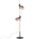 Lampadaire e27 max 40w bois de chêne clair et métal noir et cuivré 2 lampes owens Lampadaire e27 max 40w bois de chêne clair et métal noir et cuivré 2 lampes owens