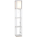 Lampadaire �tag�re lampe �tag�re 26l x 26l x 160h cm 3 �tag�res 4 niveaux mdf blanc