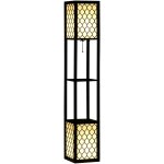 Lampadaire �tag�re lampe �tag�re dim. 26l x 26l x 156h cm 2 �tag�res mdf motif nid d'abeille noir