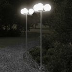 Lampadaires d'ext�rieur 2 pcs argent� 215 cm acier inoxydable