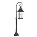 Lampadaire ext�rieur 86 cm e27 ip23 noir cour maison verre m�tal rustique lanterne d'all�e