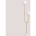 Lampadaire en fer, marbre et deux boules de verre niama sklum dor�