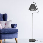 Lampadaire gateshead en m�tal et textile hauteur 160 cm e27 noir / gris [ lux. pro