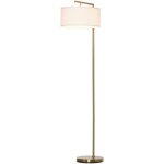 Lampadaire d'int�rieur e27 salon chambre bureau m�tal acier lin dor� blanc 47 x 37 x 153 cm