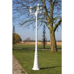 Lampadaire de jardin 3 bras 215 cm blanc aluminium