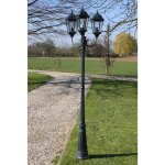 Lampadaire de jardin 3 bras 230 cm vert fonc� / noir aluminium