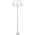 Lampadaire de jardin e27 220 cm aluminium 2 lanternes blanc