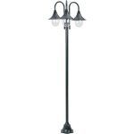 Lampadaire de jardin e27 220cm aluminium 3 lanternes vert fonc�
