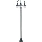 Lampadaire de jardin e27 220cm aluminium 3 lanternes vert fonc