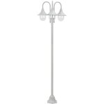 Lampadaire de jardin lampe sur pied d'ext�rieur lampe de jardin e27 220 cm aluminium 3 lanternes blanc ...