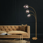 Lampadaire lampe  arc lampe de salon lampadaire lampe de chambre, mtal verre laiton fume, 3 ampoules ...