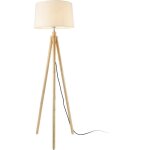 Lux. pro - lampadaire lampe à pied avec abat - jour bois métal tissu effet bois et blanc 153 cm Lux. pro - lampadaire lampe à pied avec abat - jour bois métal tissu effet bois et blanc 153 cm