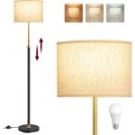 Lampadaire, lampe sur pied, hauteur r�glable de 140 � 170 cm, style moderne, interrupteur � pied, abat ...