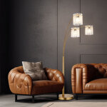Lampadaire led lampadaire dor� lampe de salon � 3 flammes lampe d'appoint, tiges en verre opalin, 3x ...