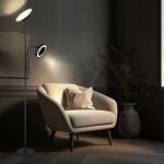 Lampadaire led plafonnier projecteur lampadaire lampe de salon, m�tal plastique chrome noir, variateur ...