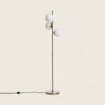 Efectoled - lampadaire m�tal et verre moonlight brass round 3 spots dor�