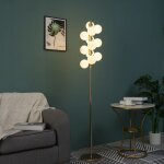 Lampadaire moderne doré à sphères en verre blanc - ambrosia Lampadaire moderne doré à sphères en verre blanc - ambrosia