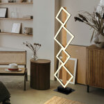 Lampadaire moderne lampe de salon noir lampadaire aspect bois, lampadaire led carr�s, m�tal mat, 1x led ...