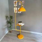 Lampadaire moderne en m�tal jaune avec plateau et t�te mobile, culot e27, lampadaire moderne pour salon ...
