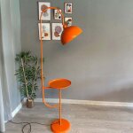 Lampadaire moderne en m�tal orange avec plateau et t�te mobile, culot e27, lampadaire moderne pour salon ...