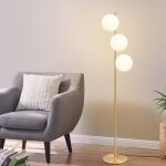 Lampadaire or - moderne lampadaire salon � 3 flammes avec interrupteur � pied m�tal design verre lampadaire ...