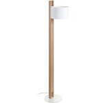Lampadaire de salon compact e27 40w coton blanc bois de htre