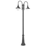 Lampadaire structure 2 lumi�res en aluminium moul� sous pression noir et h. 230 cm