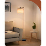Lampadaire sur pied noir avec abat - jour rotatif en lin ? ampoule e27 2700k incluse ? hauteur 160 cm ...