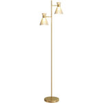 Lampadaire sur pied salon � double t�te r�glable, lampe sur pied, abat - jour en verre floral, 42 x 25 ...