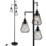 Lampadaire sur pied salon industriel, lampe salon sur pied avec avec 3 abat - jour, interrupteur � pied, ...