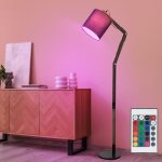Lampadaire t�l�commande dimmable lampe articul�e bois textile abat - jour lampe de salon mobile, m�tal ...