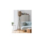 Les tendances - lampadaire trpied 40x40x150 cm aspect rotin naturel et mtal noir